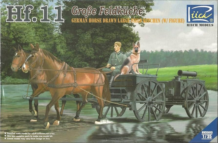 (未使用･未開封品)　リッチモデル 1/35 ドイツ Hf.11型馬車 大形フィールドキッチン 馬2頭 兵士1体 犬 プラモデル RC35013 df5ndr3 Amazon | リッチモデル 1/35 ドイツ Hf.11型馬車 大形フィールド